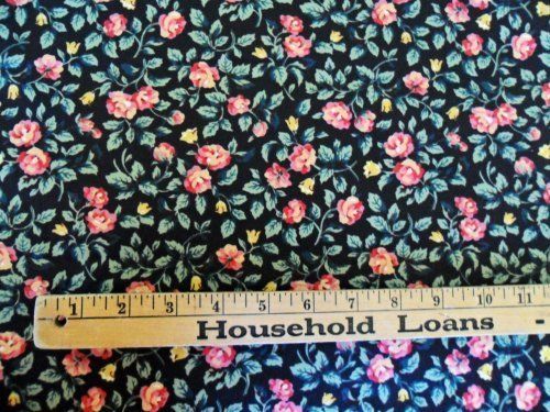 Cyrus Clark Alice Cotton Chintz Black w Roses BTY