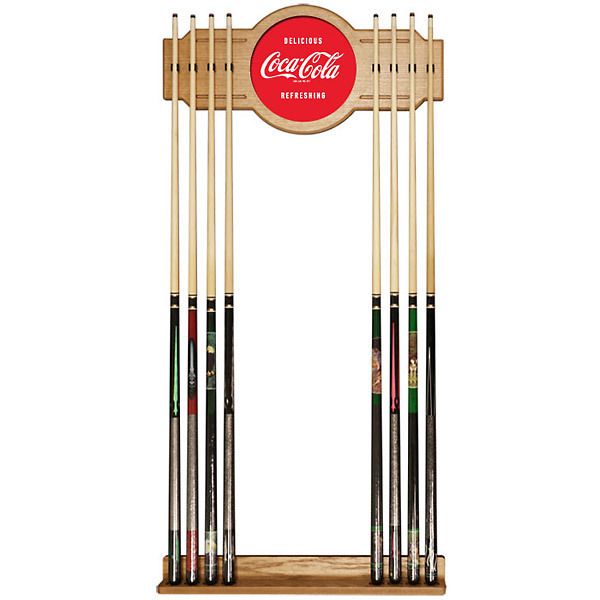 Coca Cola Billiards Wooden Wall Mount Pool Cue Rack