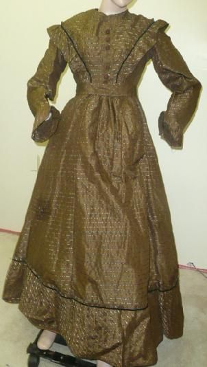  Civil War Victorian Dress Gown Silk Brocade w Maine Provenance