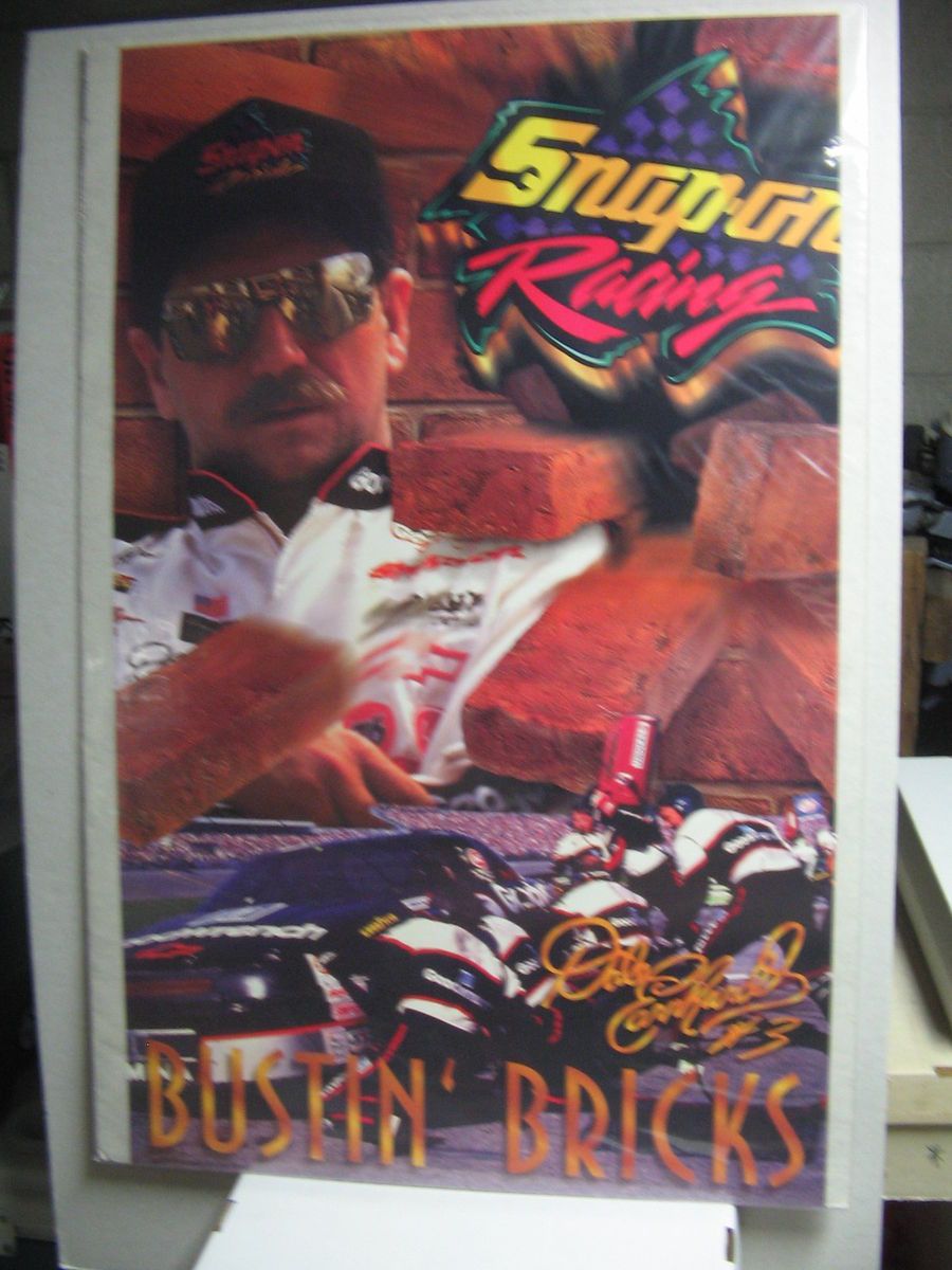 1990s Dale Earnhardt SR Snap on Racing Bustin Bricks Poster 22 x