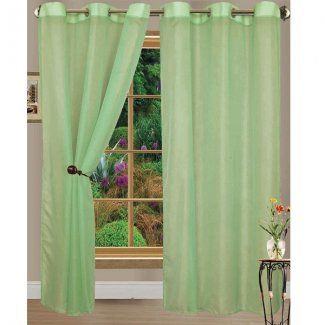 HLC.ME   2 PCS. of Sage Sheer Grommet Curtains Window Treatment Panel