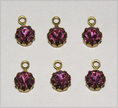 Vintage Swarovski Rhinestone Dangle Bead Drop Rose Pink