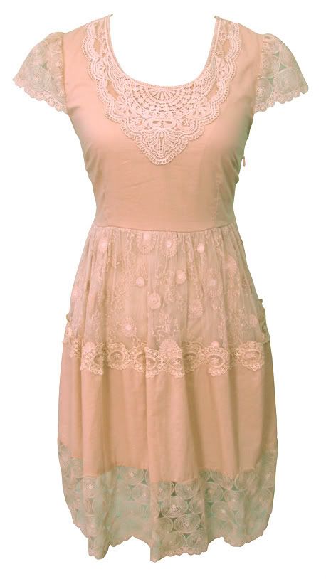 Shell Pink Cotton Lace High Tea Day Dress Size 14 New