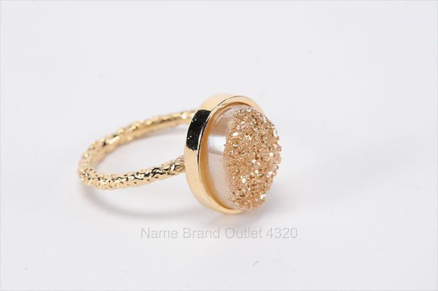 DARA ETTINGER 6 gold tone oval NADIA DRUZY stackable ring PREOWNED 150
