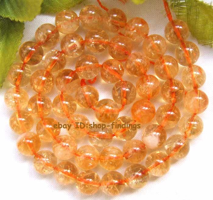 New Round 8mm Natural Citrine Gemstone Beads 15