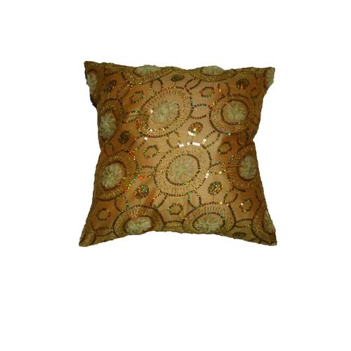  Linen Blossom Embroidered Sequins Decorative Throw Pillow