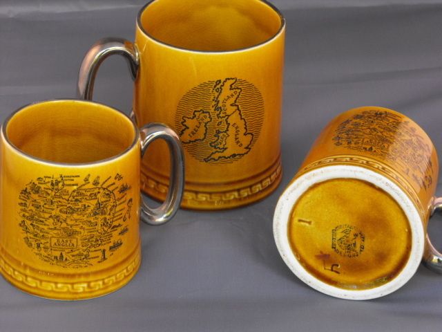 Britannia Designs Dartmouth England 3 PC Vintage Mugs 