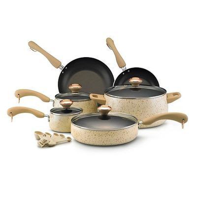 PAULA DEEN 15 Piece Porcelain Cookware Set in Oatmeal New in box