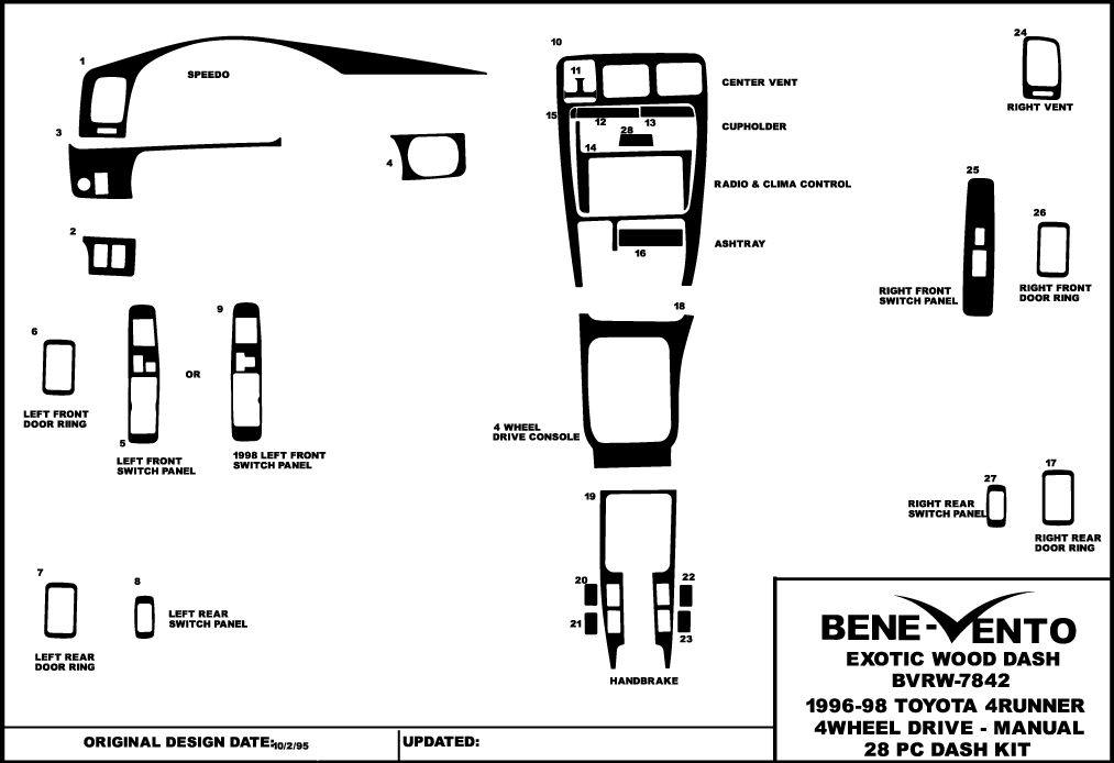 Toyota 4Runner 1996 1997 1998 Wood Grain Kit Kit