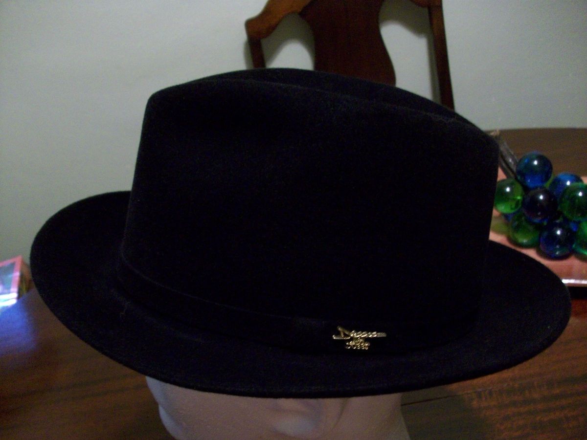 Deion by Dobbs Fedora Hat orig box size 7 1 8 Black Late 90s Deion