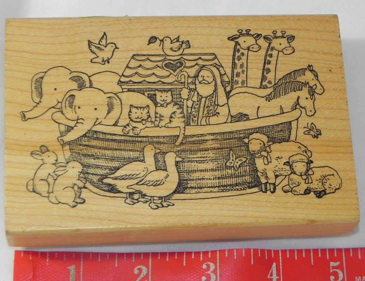  Delafield Noah's Ark Rubber Stamp Wood Mount