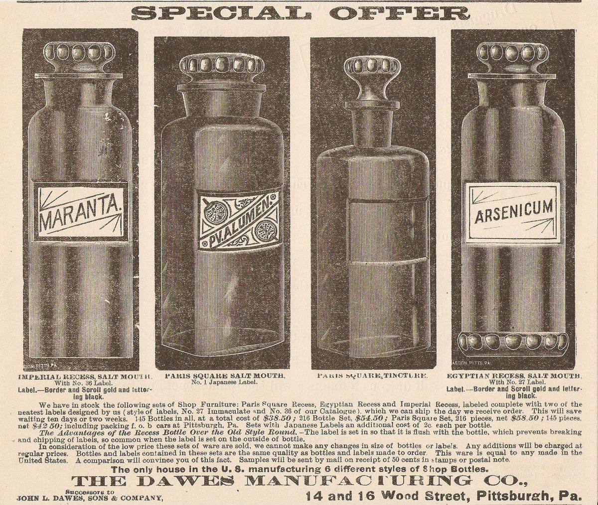 1898 Dawes Imperial Recess Salt Mouth Bottle Paris Square Tincture Ad