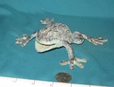 Vintage Cast Aluminum Garden Frog Very Detailed Casting with Rich Aged