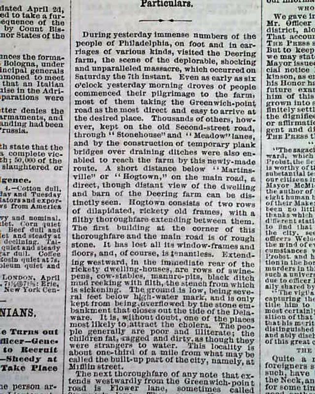 Dearing Family Murders Anton Probst Old 1866 Newspaper