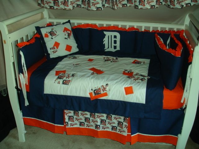 Baby Nursery Crib Bedding Set w Detroit Tigers Fabric