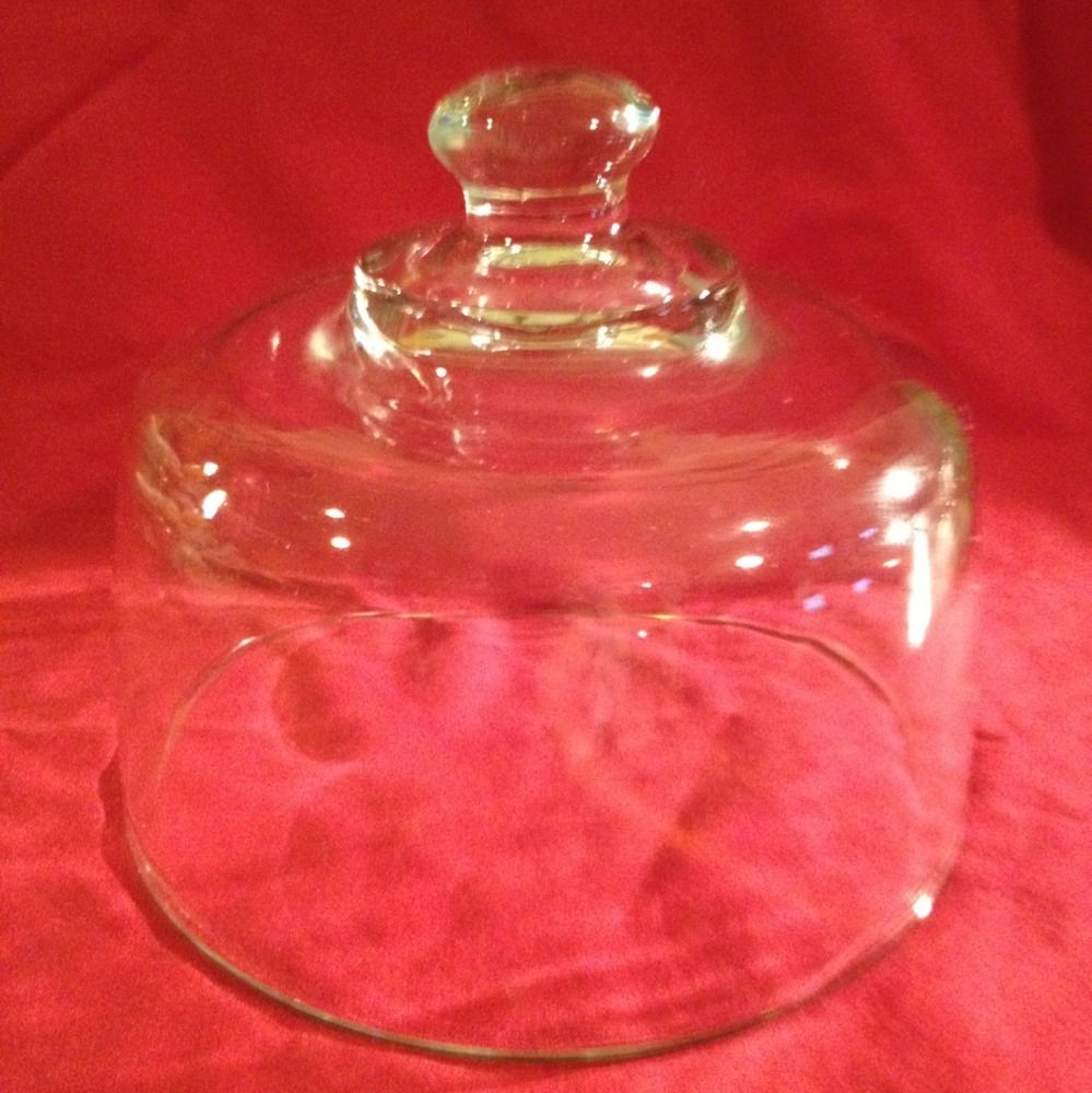 Vintage Clear Glass Heavy Dome Cheeseball Cover Dessert Cover