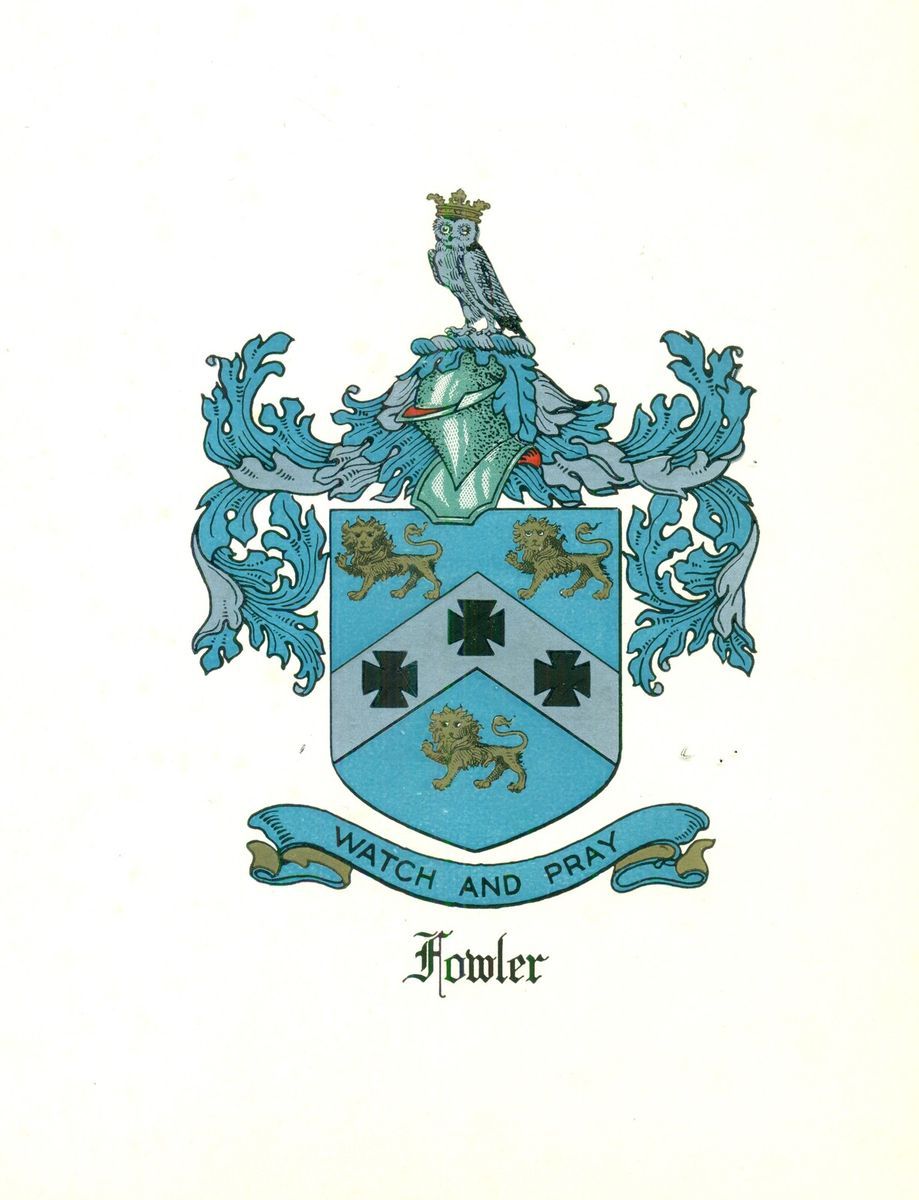 Great Coat of Arms Fowler Family Crest Genealogy Would Look Great