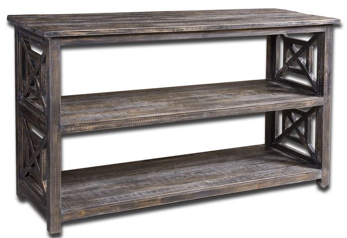  Reclaimed Wood Brushed Black Wood Undertone Gray Glaze Finish