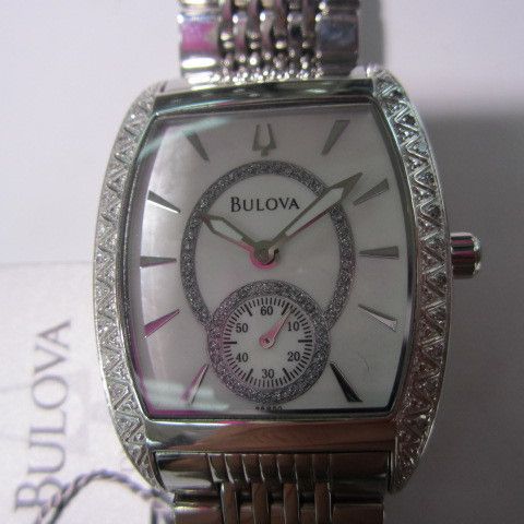 Bulova Japan Womens Watch Quartz Diamond All Stainless s MOP Original