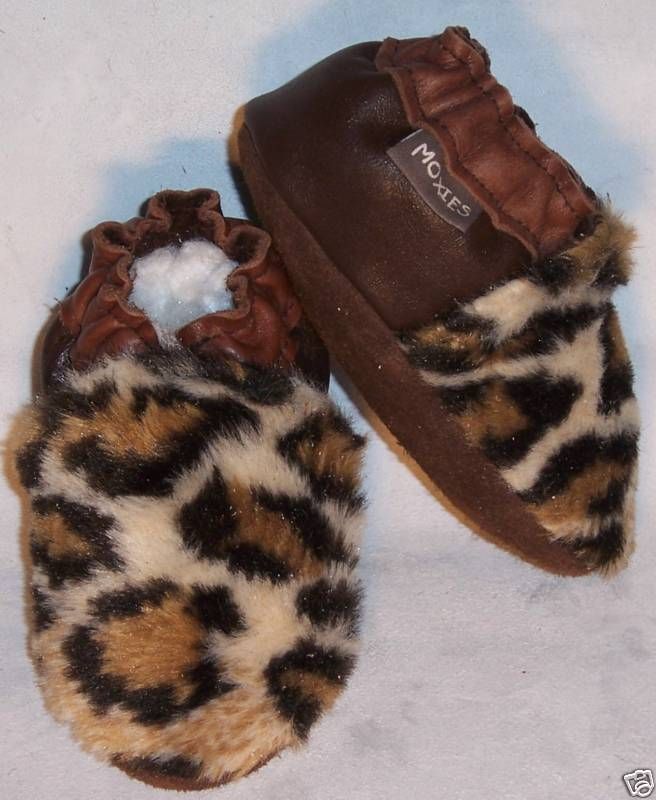 Moxies chaussons de BEBE En Cuir Leopard Taille Choix