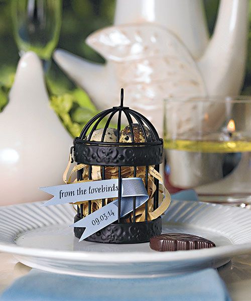 GARDEN WEDDING FAVORS DECORATIVE 4 ROUND BIRD CAGE PLACE CARD HOLDERS