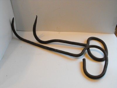 vintage set of 2 forged farm hay bale hooks