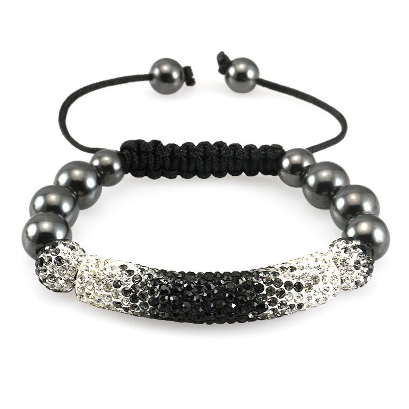 NEW SHAMBALLA DISCO BALL LONG BLACK CLEAR BEAD BRILLIANT CORD CHARM