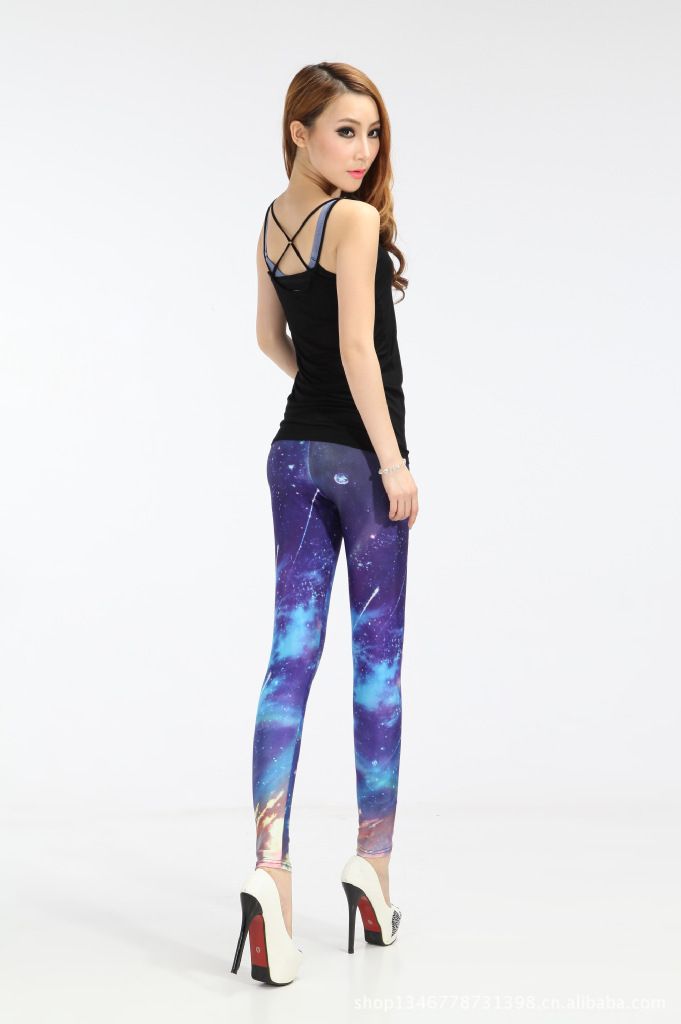 005 Ladies Galaxy Space Planets Print Pattern Stretch Tights Leggings