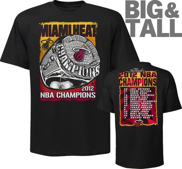 Miami Heat 2012 NBA Champions Big Tall Ring T Shirt