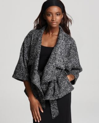 Diane Von Furstenberg New Haruka Black White Wool 3 4 Sleeve Blazer