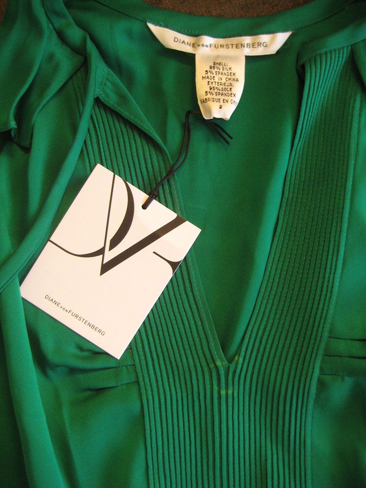 Diane Von Furstenberg $365 Green Berit Ruffle Dress
