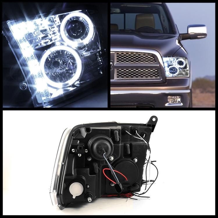 2009 2012 DODGE RAM HALO PROJECTOR HEADLIGHTS +DAYTIME LED RUNNING