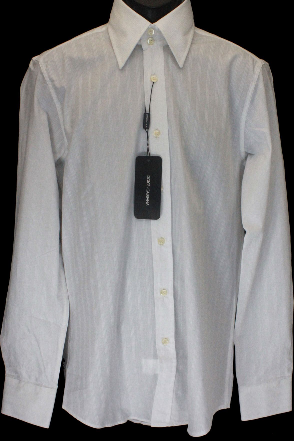 NEWT100 Auth Dolce Gabbana Wht Dress Cott Shirt 16 41