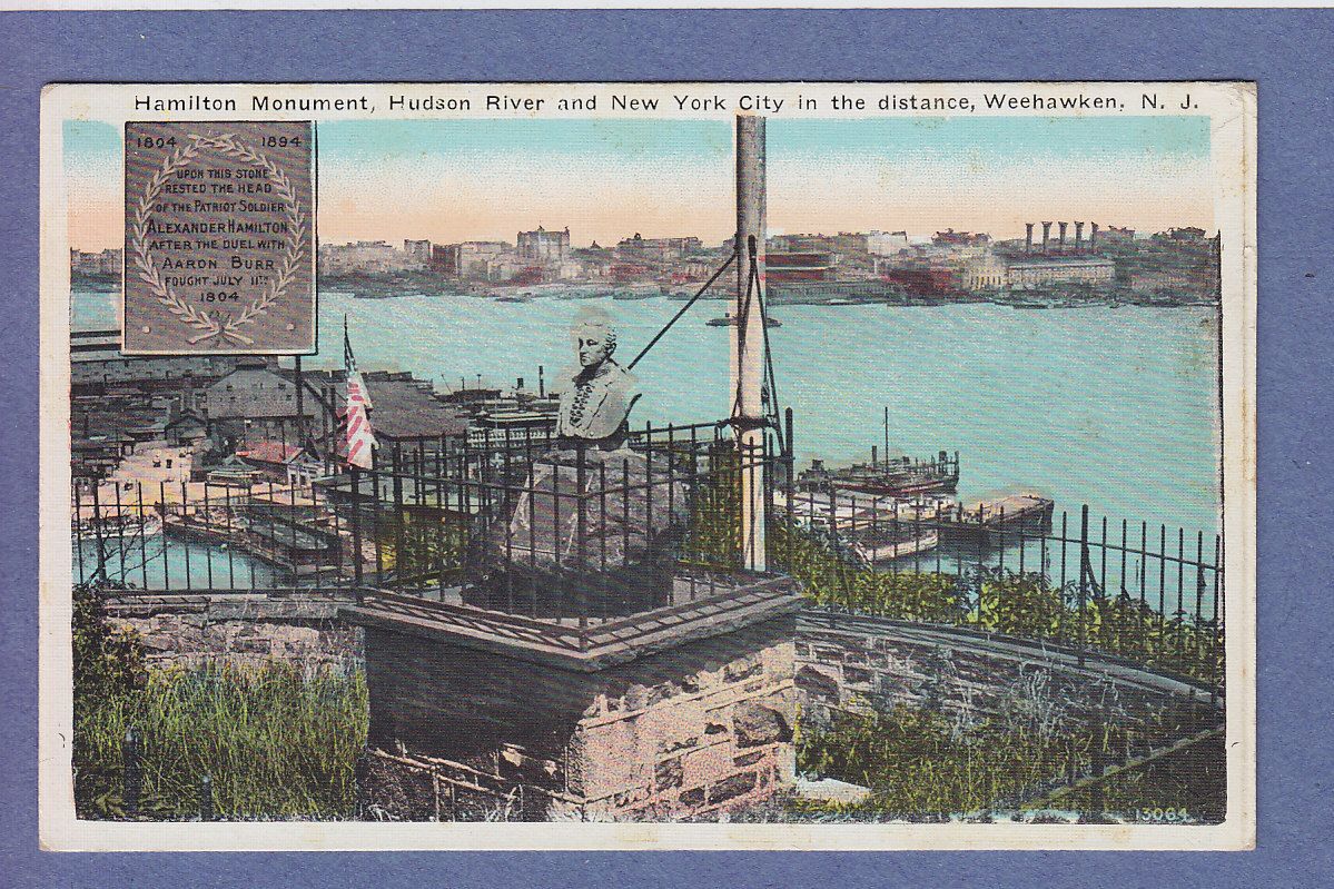  Weehawken NJ Vintage PC Hamilton Monument NY City in Distance