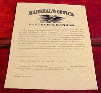 dodge city kansas marshal oath of office