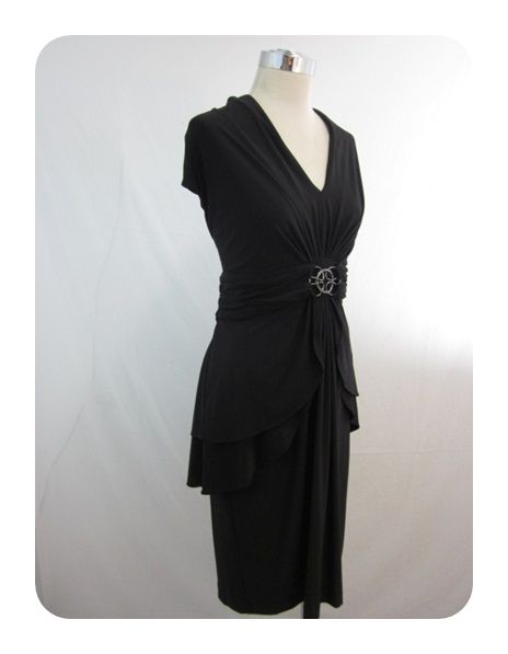 New Jones New York Black Jersey Polished Drama Dress 14W $138