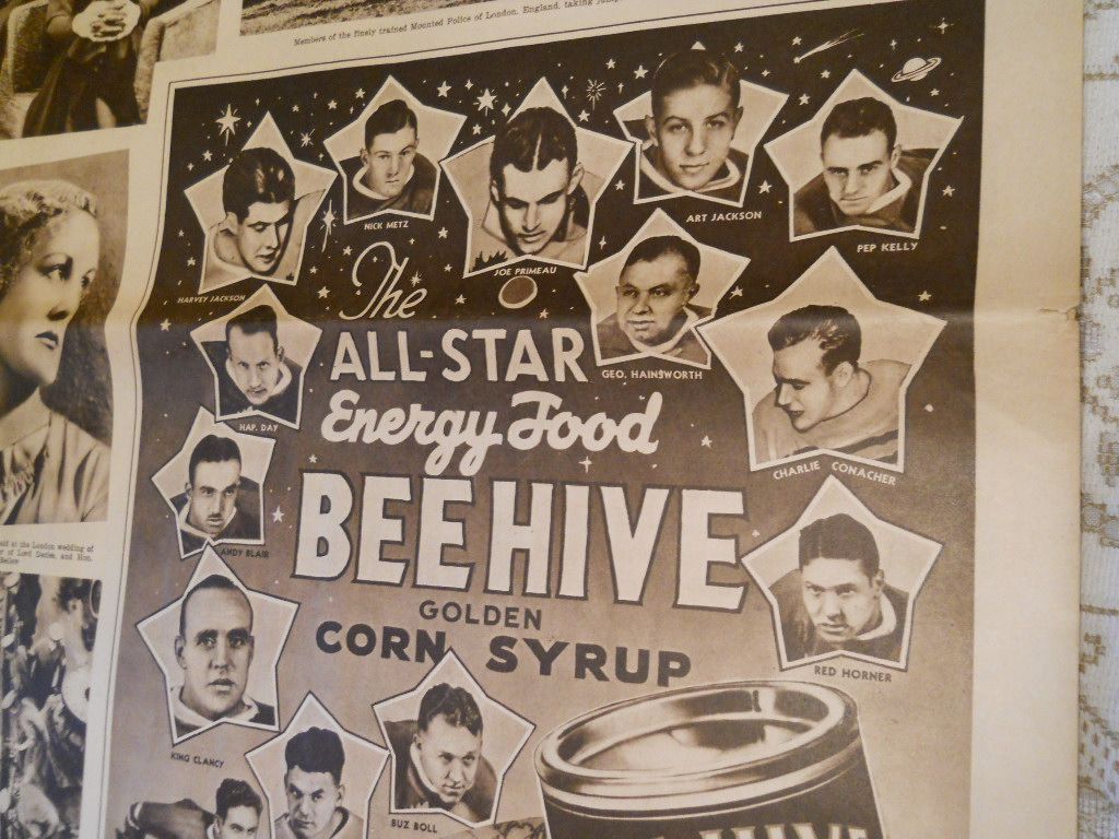 RARE 1936 Ad of Group 1 1934 1943 Bee Hive Beehive Hockey