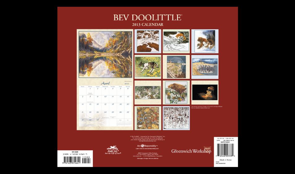 BEV DOOLITTLE 2013 Art Calendar   Western Native American Southwest