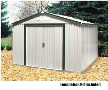 Duramax Storage Shed 10x12 Del Mar Metal Shed with Foundation Kit in
