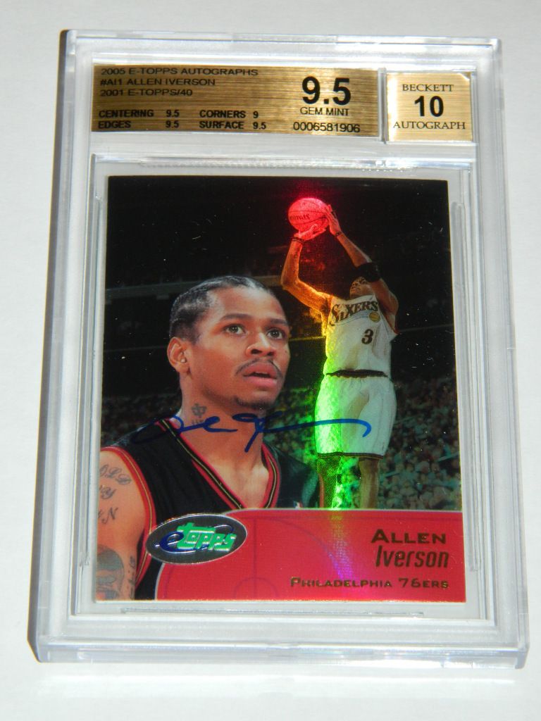 2005 E Topps Autographs Allen Iverson Auto BGS 9 5 Gem Mint Card