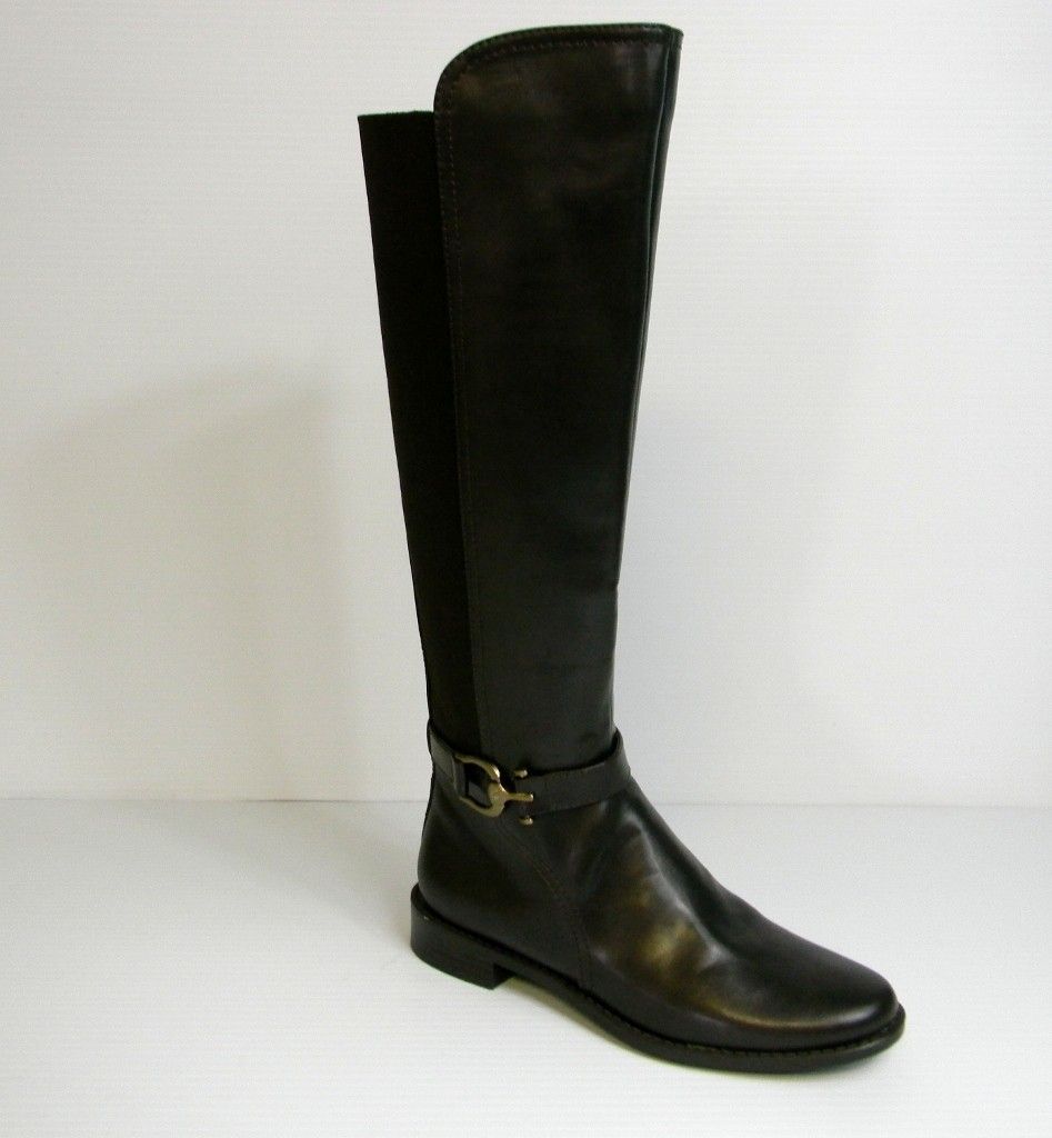 F750 Anne Klein Carlene Brown Over The Knee Zip Up Boots Sz 6 M Free