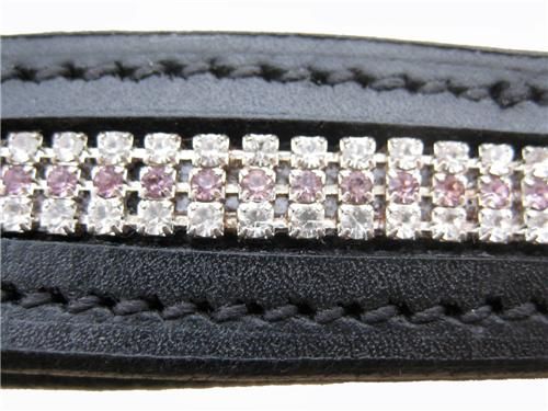 Snaffle Horse Bridle Pink Diamond V Browband COB Size