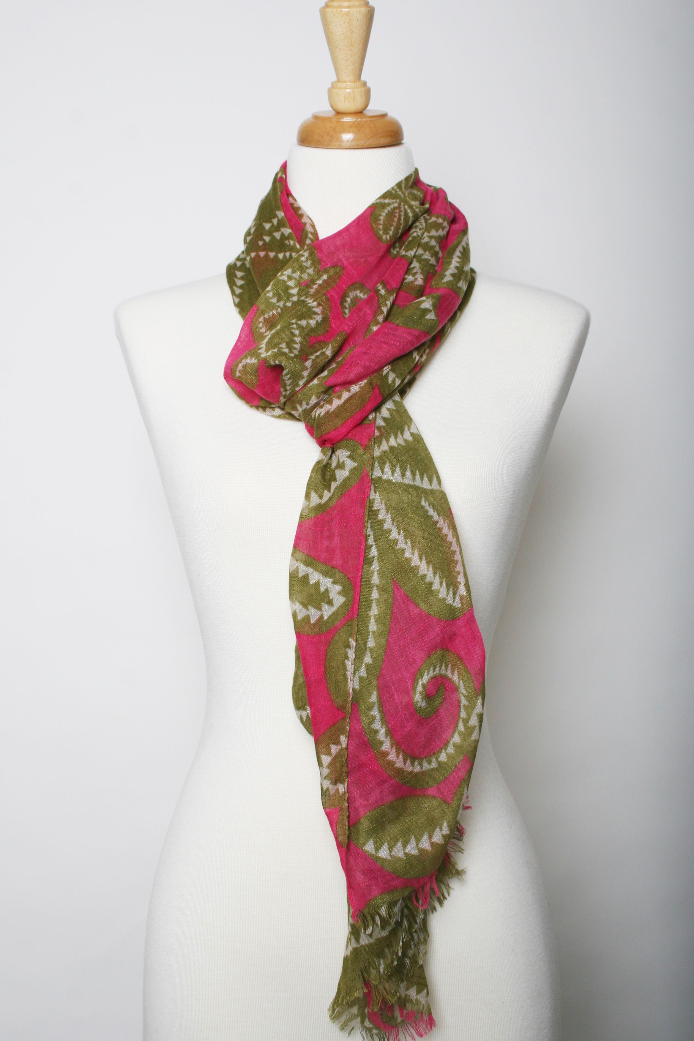 Echo Design Pink Olive Green Scarf MSRP 32 00