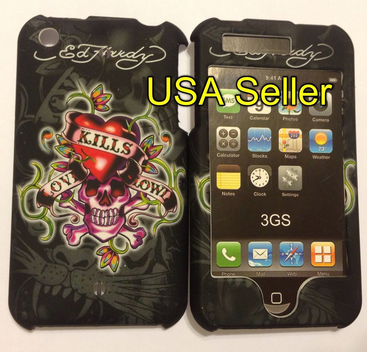 Ed Hardy Snapon cover case Protector for Apple Iphone 3g 3gs Skull on