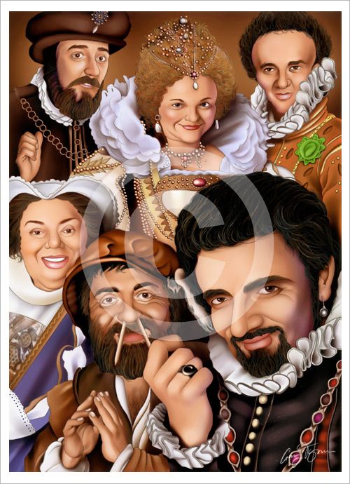 Rowan Atkinson BLACKADDER 2 (caricature) artwork LE print signed by