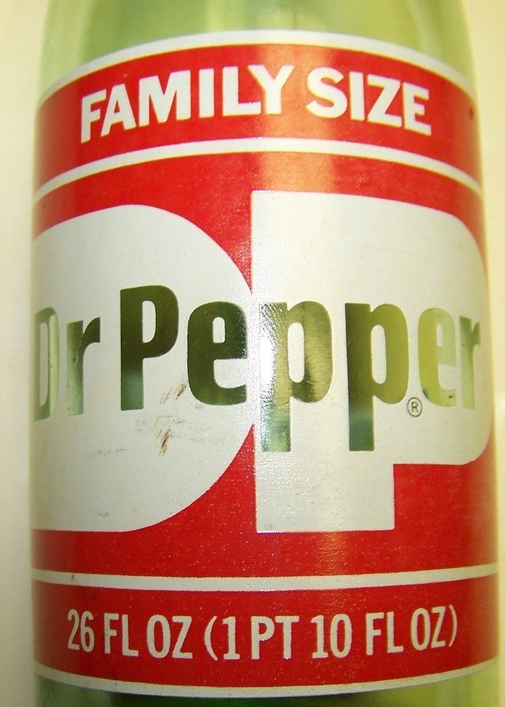 Dr Pepper 26 Ounce DP Family Size ACL Soda Bottle RARE Size from 1971