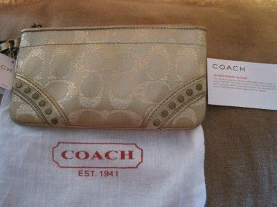 coach gold lurex studded wristlet wallet bag nwt 41939