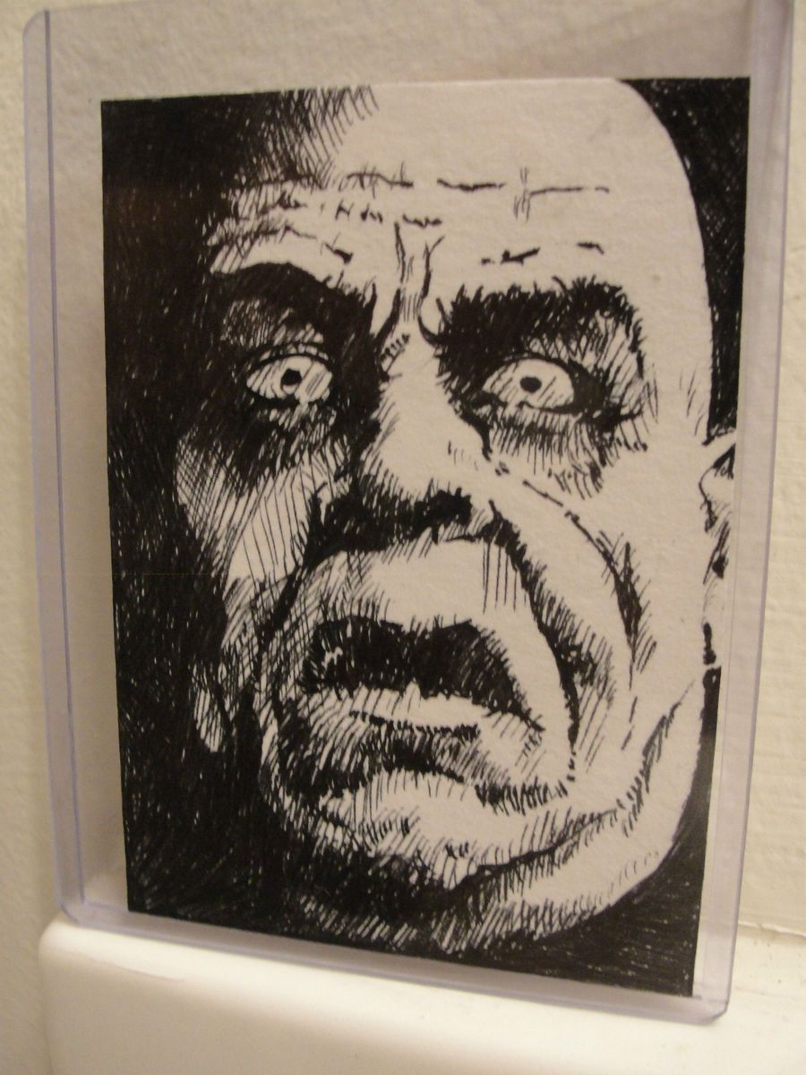 ACEO Original Art Sketch Card TOR JOHNSON Ed Wood horror monsters LOOK