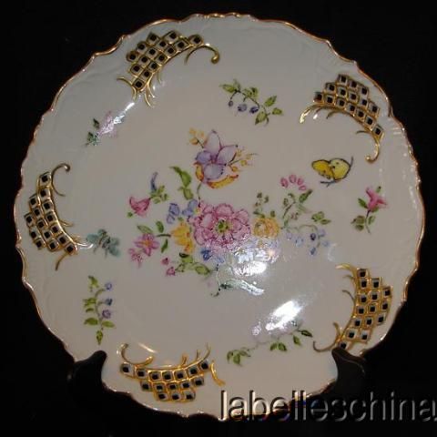 HPT Floral Butterflys Pierced Rim Plate Signed Walton