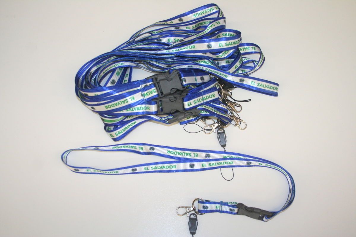 El Salvador Striped Country Flag Lanyards Keychains 20 inches Long